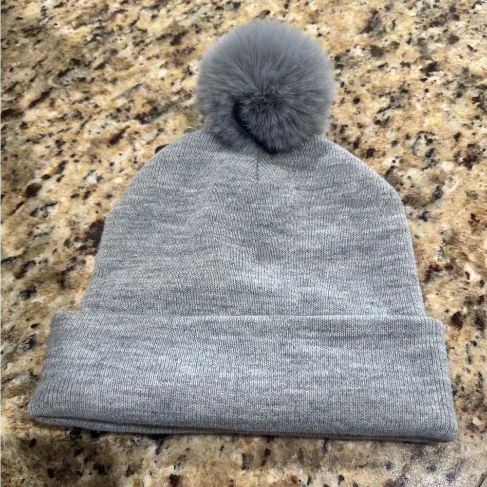 Ed Hardy Gray Beanie with Tiger and Floral Design